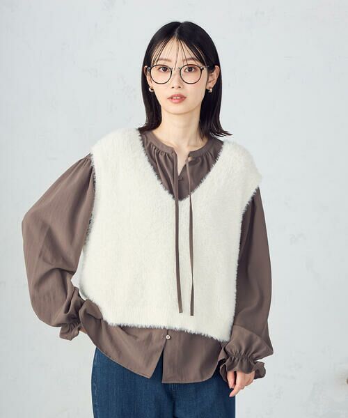 COMME CA ISM / コムサイズム ベスト | 【ウォッシャブル】シャギー ニットベスト(アイボリー)