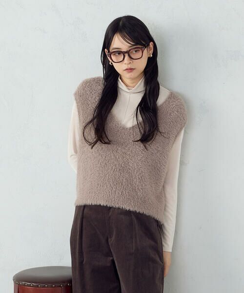COMME CA ISM / コムサイズム ベスト | 【ウォッシャブル】シャギー ニットベスト(モカ)