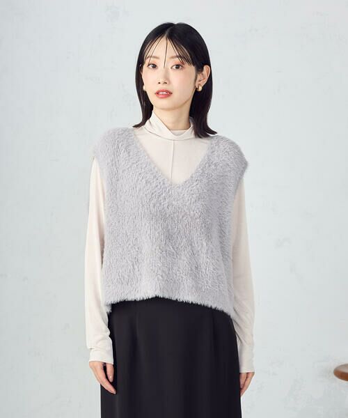 COMME CA ISM / コムサイズム ベスト | 【ウォッシャブル】シャギー ニットベスト(グレージュ)