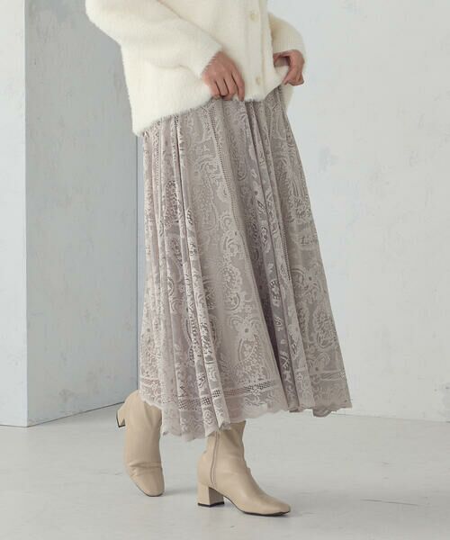 COMME CA ISM / コムサイズム ロング・マキシ丈スカート | ラッセルレース サーキュラースカート | 詳細16