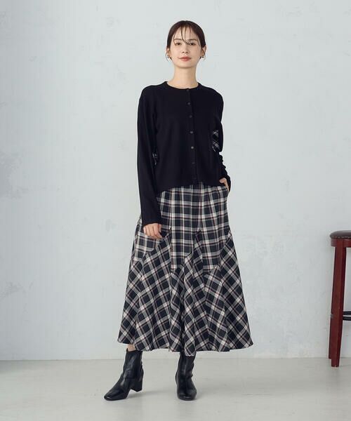 COMME CA ISM / コムサイズム カーディガン・ボレロ | 【セットアップ対応】ニットとタータンチェックのコンビネーションカーディガン | 詳細1