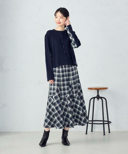 COMME CA ISM / コムサイズム カーディガン・ボレロ | 【セットアップ対応】ニットとタータンチェックのコンビネーションカーディガン | 詳細6