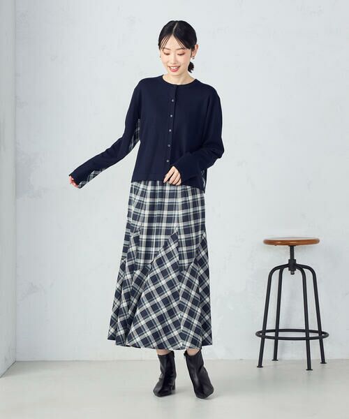 COMME CA ISM / コムサイズム カーディガン・ボレロ | 【セットアップ対応】ニットとタータンチェックのコンビネーションカーディガン | 詳細7