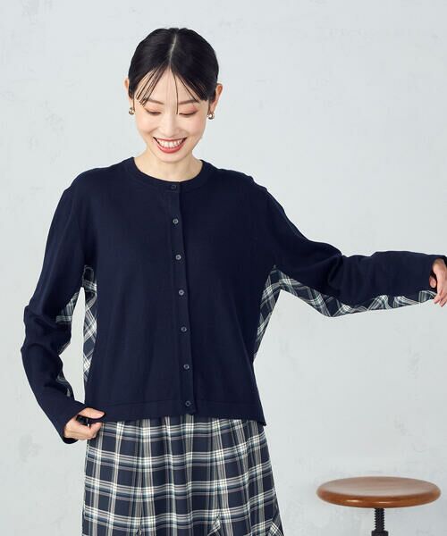 COMME CA ISM / コムサイズム カーディガン・ボレロ | 【セットアップ対応】ニットとタータンチェックのコンビネーションカーディガン | 詳細8
