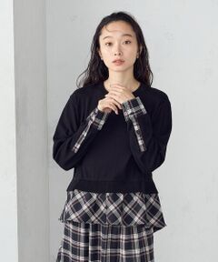 COMME CA ISM / コムサイズム ニット・セーター | 【セットアップ対応】ニットとタータンチェックのコンビネーションプルオーバー