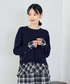 COMME CA ISM / コムサイズム ニット・セーター | 【セットアップ対応】ニットとタータンチェックのコンビネーションプルオーバー