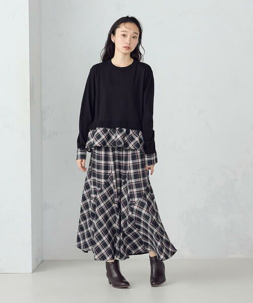 COMME CA ISM / コムサイズム ニット・セーター | 【セットアップ対応】ニットとタータンチェックのコンビネーションプルオーバー | 詳細1