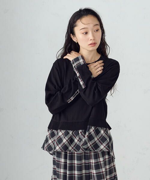 COMME CA ISM / コムサイズム ニット・セーター | 【セットアップ対応】ニットとタータンチェックのコンビネーションプルオーバー | 詳細4