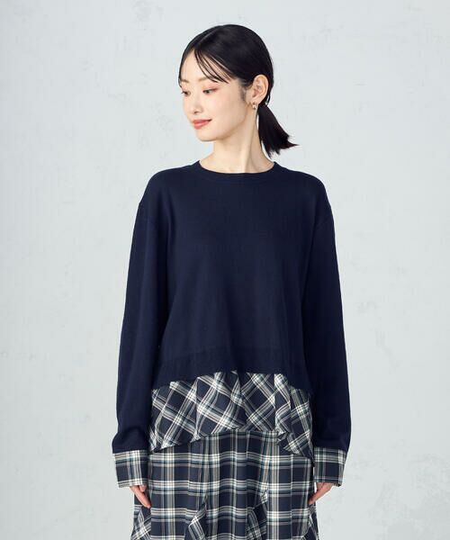 COMME CA ISM / コムサイズム ニット・セーター | 【セットアップ対応】ニットとタータンチェックのコンビネーションプルオーバー | 詳細12