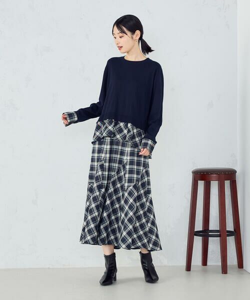 COMME CA ISM / コムサイズム ニット・セーター | 【セットアップ対応】ニットとタータンチェックのコンビネーションプルオーバー | 詳細7