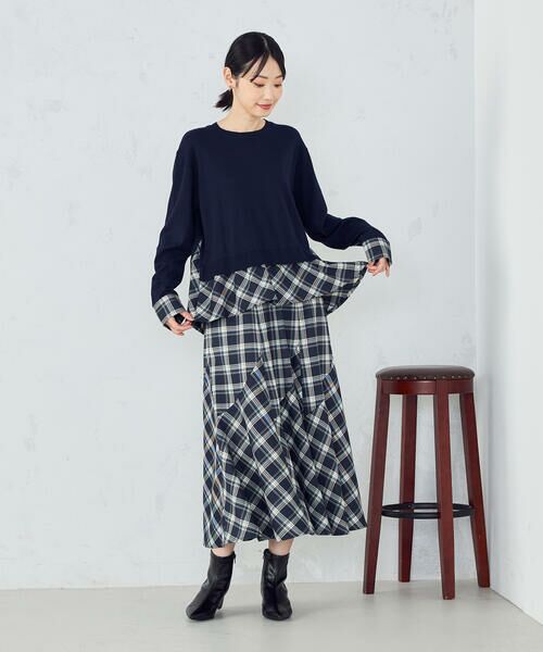 COMME CA ISM / コムサイズム ニット・セーター | 【セットアップ対応】ニットとタータンチェックのコンビネーションプルオーバー | 詳細8
