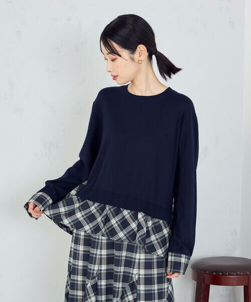COMME CA ISM / コムサイズム ニット・セーター | 【セットアップ対応】ニットとタータンチェックのコンビネーションプルオーバー | 詳細10