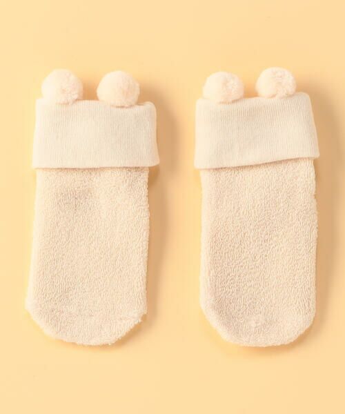 COMME CA ISM/コムサイズム ぼんてん 耳付き パイルソックス ミルク 9〜12cm COMME CA ISM/コムサイズム ぼんてん 耳付き パイルソックス ミルク 9〜12cm