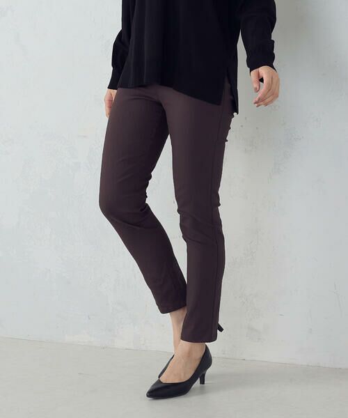 COMME CA ISM/コムサイズム 【美しいベーシックパンツ】裏起毛 ハイテンションパンツ ダークブラウン XXL