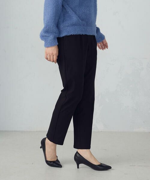 COMME CA ISM/コムサイズム 【美しいベーシックパンツ】裏起毛 カルゼ テーパードパンツ ブラック L
