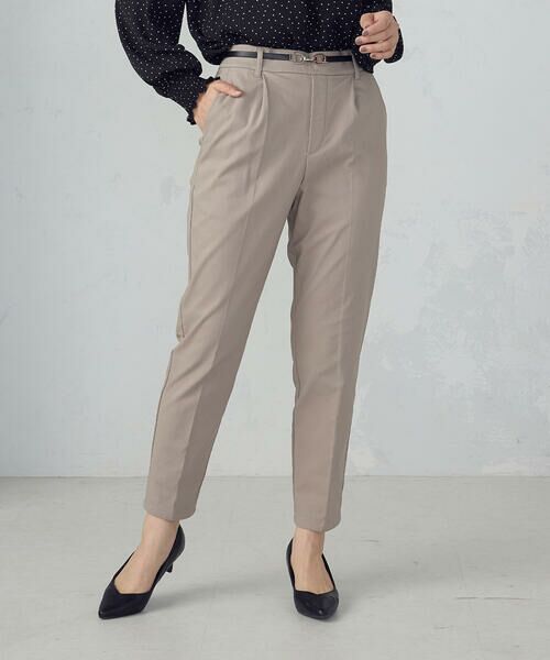 COMME CA ISM / コムサイズム その他パンツ | 【美しいベーシックパンツ】裏起毛 カルゼ テーパードパンツ(ベージュ)