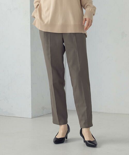 COMME CA ISM/コムサイズム 【美しいベーシックパンツ】裏起毛 カルゼ テーパードパンツ グレージュ S COMME CA ISM/コムサイズム 【美しいベーシックパンツ】裏起毛 カルゼ テーパードパンツ グレージュ S