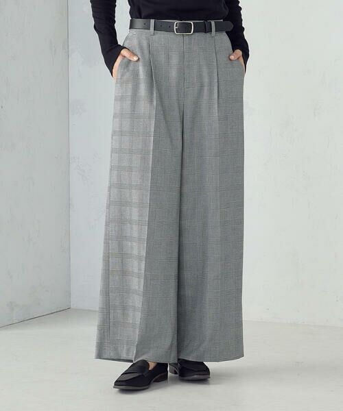 COMME CA ISM / コムサイズム チノ・ワークパンツ | 【セットアップ対応】ポリエステルレーヨン ワイドパンツ(グレンチェック)