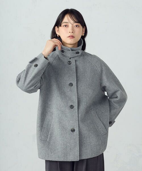 COMME CA ISM / コムサイズム ステンカラーコート | ステンカラーコクーンコート(グレー)