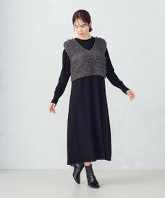 COMME CA ISM / コムサイズム ロング・マキシ丈ワンピース | 【ウォッシャブル】セットアイテム　ループベスト付きレイヤードワンピース