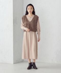 COMME CA ISM / コムサイズム ロング・マキシ丈ワンピース | 【ウォッシャブル】セットアイテム　ループベスト付きレイヤードワンピース