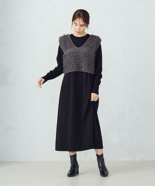 COMME CA ISM / コムサイズム ロング・マキシ丈ワンピース | 【ウォッシャブル】セットアイテム ループベスト付きレイヤードワンピース | 詳細3