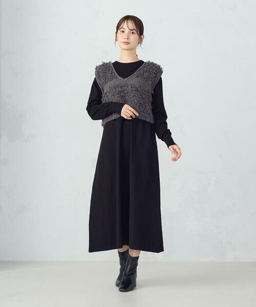 COMME CA ISM / コムサイズム ロング・マキシ丈ワンピース | 【ウォッシャブル】セットアイテム ループベスト付きレイヤードワンピース | 詳細4