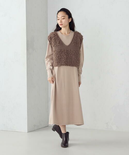 COMME CA ISM / コムサイズム ロング・マキシ丈ワンピース | 【ウォッシャブル】セットアイテム ループベスト付きレイヤードワンピース | 詳細11