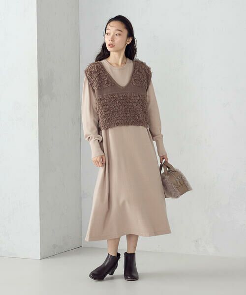 COMME CA ISM / コムサイズム ロング・マキシ丈ワンピース | 【ウォッシャブル】セットアイテム ループベスト付きレイヤードワンピース | 詳細10