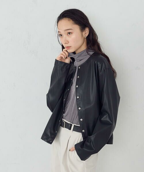 COMME CA ISM / コムサイズム カーディガン・ボレロ | 合成皮革 カーディガン / セットアップ対応 | 詳細4