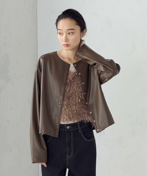 COMME CA ISM / コムサイズム カーディガン・ボレロ | 合成皮革 カーディガン / セットアップ対応 | 詳細12