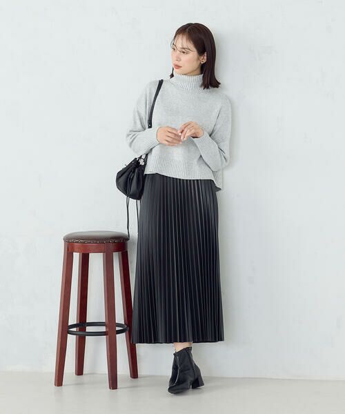 COMME CA ISM / コムサイズム ロング・マキシ丈スカート | 合成皮革プリーツスカート | 詳細1