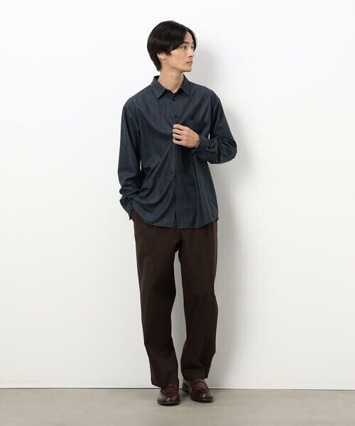 COMME CA ISM / コムサイズム シャツ・ブラウス | トリコットコーデュロイチェックプリント  ショートポイントカラー シャツ | 詳細2