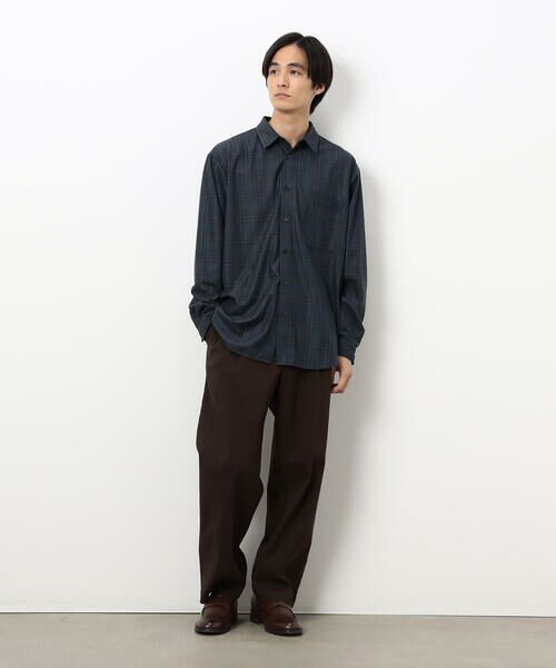 COMME CA ISM / コムサイズム シャツ・ブラウス | トリコットコーデュロイチェックプリント  ショートポイントカラー シャツ | 詳細3