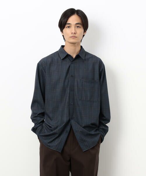 COMME CA ISM / コムサイズム シャツ・ブラウス | トリコットコーデュロイチェックプリント  ショートポイントカラー シャツ | 詳細4