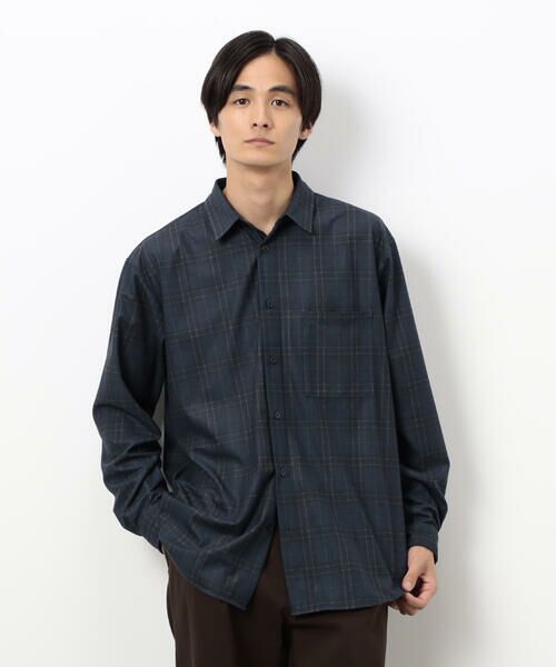 COMME CA ISM / コムサイズム シャツ・ブラウス | トリコットコーデュロイチェックプリント  ショートポイントカラー シャツ | 詳細5