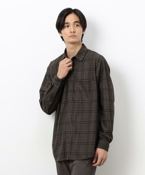 COMME CA ISM / コムサイズム シャツ・ブラウス | トリコットコーデュロイチェックプリント  ショートポイントカラー シャツ | 詳細9