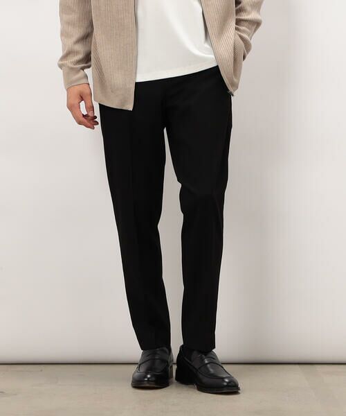 COMME CA ISM / コムサイズム スラックス・ドレスパンツ | 【スマートベーシックパンツ】ストレッチツイル 両面起毛 テーパードスラックス(ブラック)