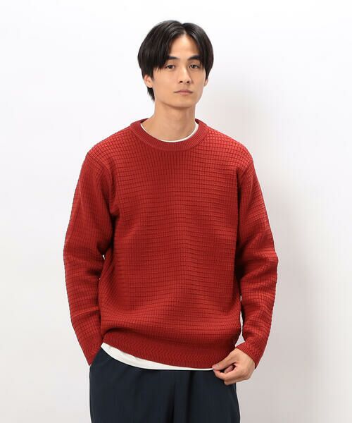 COMME CA ISM / コムサイズム ニット・セーター | ワッフルクルーネックニット(レッド)