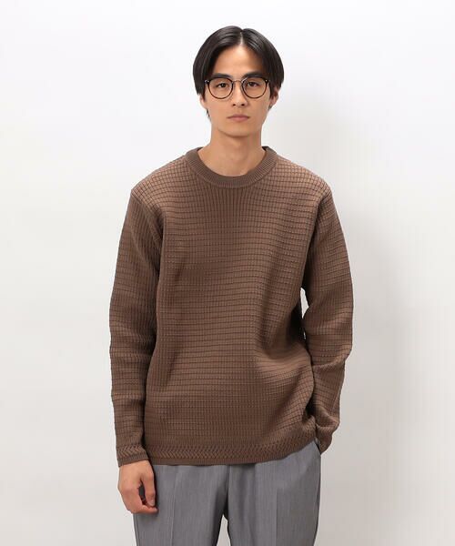 COMME CA ISM / コムサイズム ニット・セーター | ワッフルクルーネックニット(ブラウン)