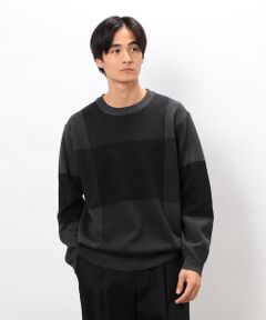 COMME CA ISM / コムサイズム ニット・セーター | チェック柄ジャガード クルーネックニット
