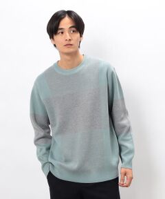 COMME CA ISM / コムサイズム ニット・セーター | チェック柄ジャガード クルーネックニット