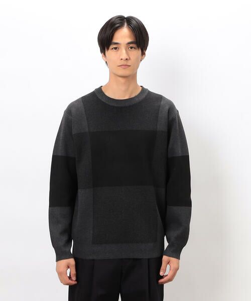 COMME CA ISM / コムサイズム ニット・セーター | チェック柄ジャガード クルーネックニット | 詳細8