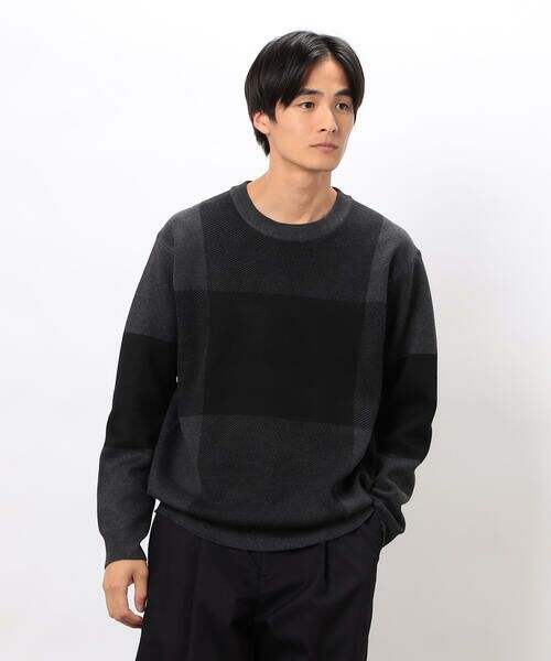 COMME CA ISM / コムサイズム ニット・セーター | チェック柄ジャガード クルーネックニット | 詳細4