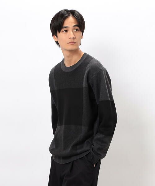 COMME CA ISM / コムサイズム ニット・セーター | チェック柄ジャガード クルーネックニット | 詳細5