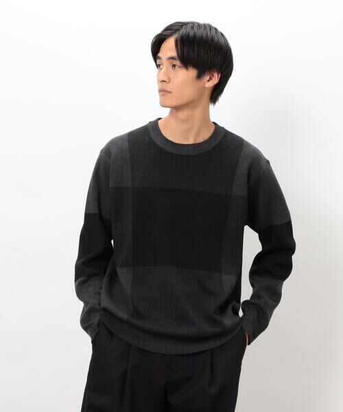 COMME CA ISM / コムサイズム ニット・セーター | チェック柄ジャガード クルーネックニット | 詳細6