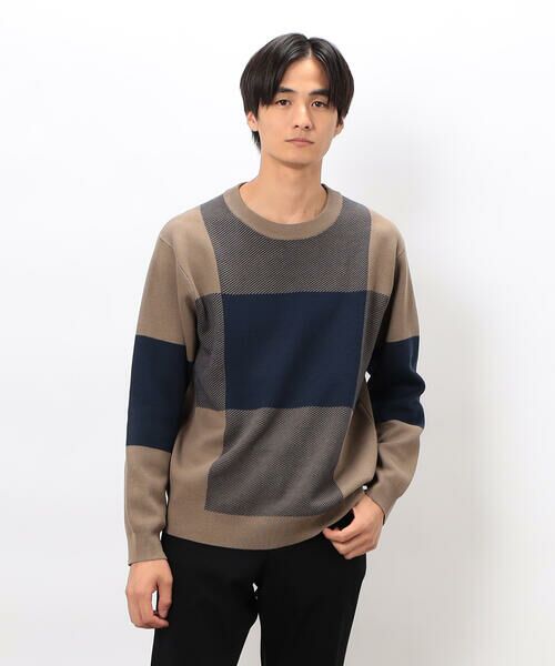 COMME CA ISM / コムサイズム ニット・セーター | チェック柄ジャガード クルーネックニット | 詳細17