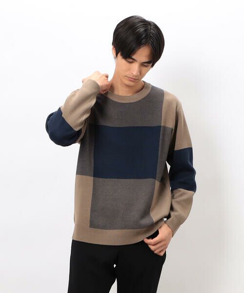COMME CA ISM / コムサイズム ニット・セーター | チェック柄ジャガード クルーネックニット | 詳細18