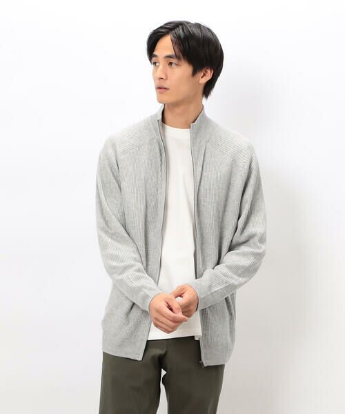 COMME CA ISM / コムサイズム カーディガン・ボレロ | 日本の色 リブZIPカーディガン(グレー)