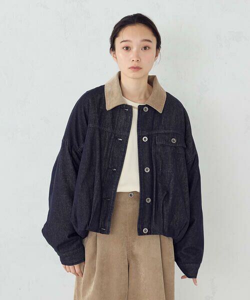 COMME CA ISM / コムサイズム ブルゾン | 衿コーデュロイ デニムブルゾン / セットアップ対応 | 詳細20